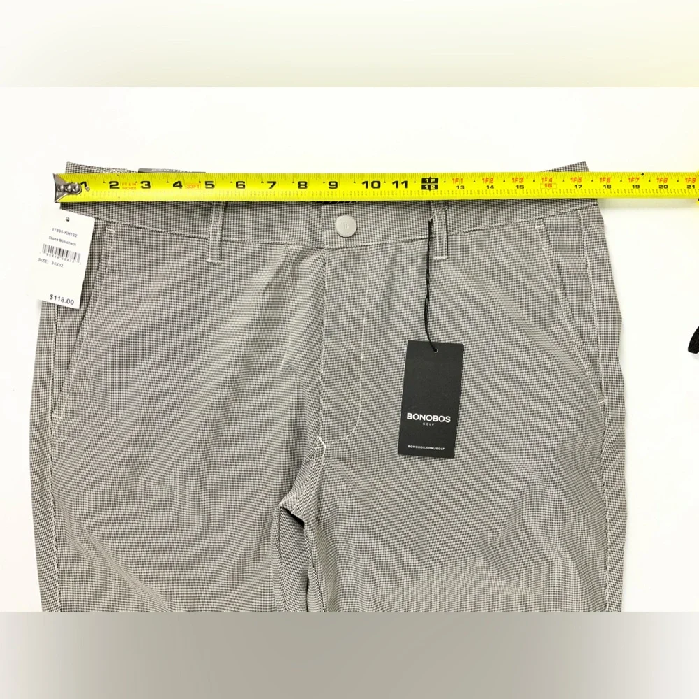 Bonobos Golf Mens Stone Minicheck‎ Straight Leg Pants Size 34 x 32